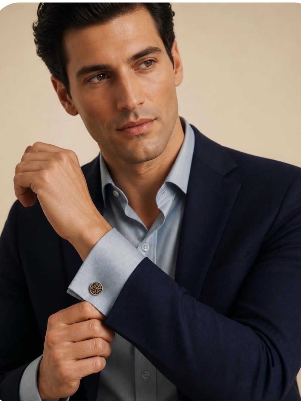 Valentino Light Blue Men's Dress Shirt with French Cuffs